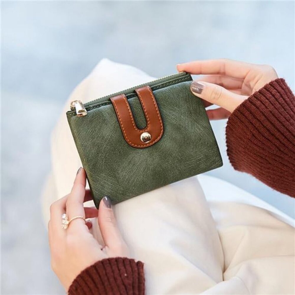 Women's Rfid Small Bifold Leather Wallet Ladies Mini Zipper Coin Purse id card - Picture 3 of 8